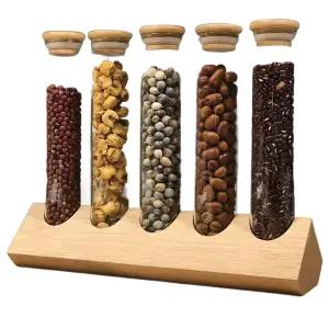 우드 용기 원두 디스플레이 보관 장식 샘플 나무 품 시험관 전시용 실린더