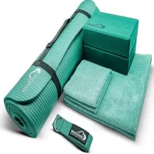 화이트클라우드 요가 키트 홈 운동용 7피스 매트 세트 두꺼운 블록 스트랩 타월 및 휴대용 가방 여성