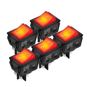 5PCS 30A 로커 스위치 220V KCD2 4 핀 토글 SPDT ON OFF 빨간색 조명 헤비 듀티 T125