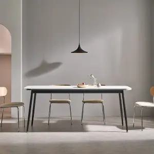 [티에스퍼니처]베일리 실버엣지 라운드 화이트식탁 1800