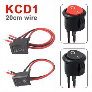 5Pcs 미니 로커 스위치 12V 20A 2Pin SPST 소형 ON Off 토글 KCD1 20cm 라인 블랙