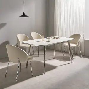 [티에스퍼니처]바모스 실버엣지 라운드 화이트식탁 1600