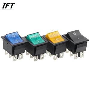 10개 31x25mm 래칭 로커 스위치 전원 I/O 6핀 라이트 포함 20A 250VAC KCD4