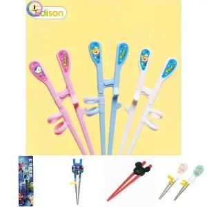 에디슨 뽀로로 젓가락 2단계 왼손용 가정용 아기 아동 어린이 유아 키즈 교육 교정 그립 손가락 식사 연습