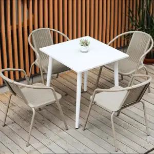 탄소강 4인용 사각테이블 의자 세트 C-1