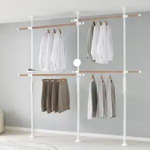 왕자 프리미엄 레버킹 4단행거 (38mm) 화이트 앤 우드