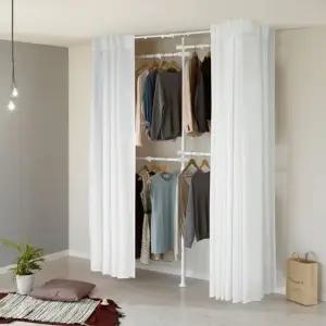 왕자 드레스룸 3P 커튼행거 크림화이트