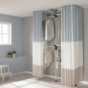 프라임 4단 드레스룸 행거 베이지블루