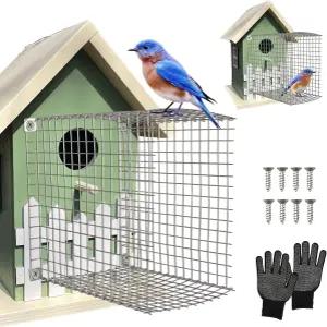2PCS 파랑새 집 보호대 스테인리스 새 입구 동부 집과 병아리(스퀘어)의 안전을 위해 설계되었습니다