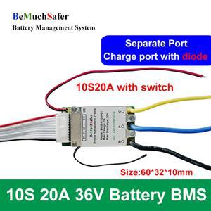 BeMuchSafer 10S 20A 36V 배터리 BMS 10S20A DIY 팩용 On/Off 스위치 온도 센서가 있는 별도의 포트 PCM