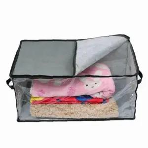 접이식 먼지 방지 이불 투명창 부직포 옷 정리함