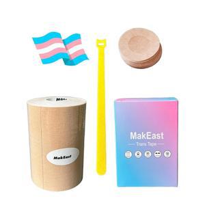 유두 커버가 있는 초광범위 가슴 바인딩 테이프 라텍스 프리 FTM 바인더용 MakEast 트랜스