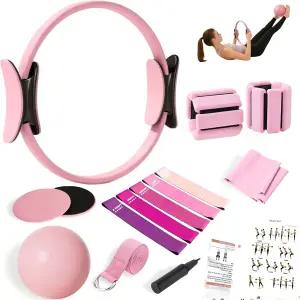 가정용 운동용 VNYEOZ 필라테스 장비 키트 링 및 볼 세트 코어 슬라이더 조절 가능한 발목 손목 무게 운동