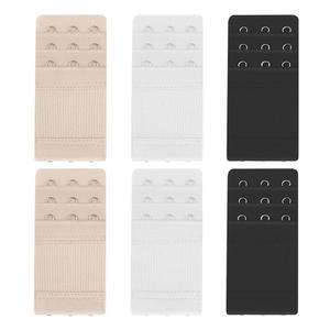 6피스 브라 익스텐더 3 후크 여성용 탄성 신축성 스트랩 부드럽고 편안한 3줄 밴드 블랙 화이트 스킨 컬러 익스텐더(3가지 색상)