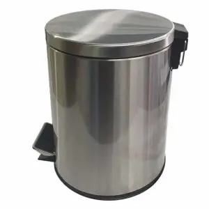 스텐 원형 휴지통 8L 소 카페쓰레기통 페달식휴지통