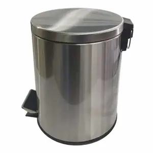 스텐 원형 휴지통 8L 소 업소용휴지통 페달식쓰레기통