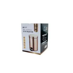 무소음 원형 스텐 분리형 페달휴지통 골드 8L