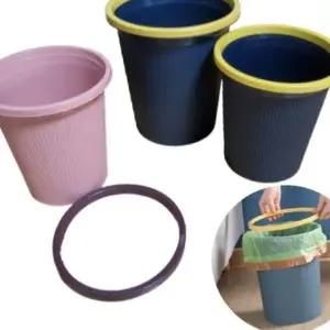 기저귀 스트라이프 원형 오픈 휴지통 소형 네이비