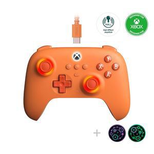 [미국배송] 8BITDO ULTIMATE C 홀 효과 조이스틱 /HALL 트리거 유선 컨트롤러 RGB 조명 파이어 링 XBOX SERIES X|S ONE WINDOWS 10/11용 3.5MM 오디오 잭 - 공식 라이선스 (ORANGE)