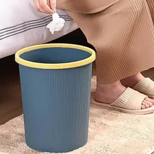 대형 오픈 스트라이프 네이비 원형 휴지통