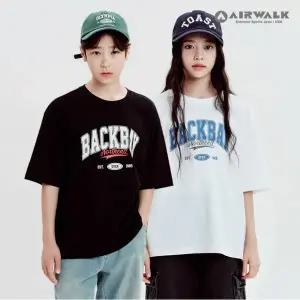 [보리보리/에어워크 주니어]주니어 라벨 바시티 반팔 티셔츠