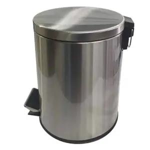 페달형쓰레기통 페달식쓰레기통 스텐 원형 휴지통 8L 소
