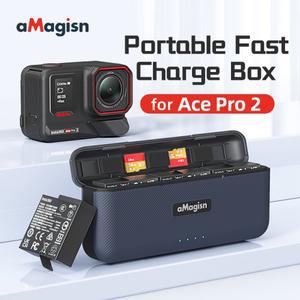 aMagisn Portable Charging Case for 인스타360 호환 Ace Pro 2 Battery  20W Fast Charge Hub Box 360 Ace