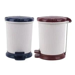 이중구조 페달형 원형 휴지통 10L 색상랜덤 내외통분리