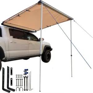 댄첼 야외 차량 차양 육로 캠핑 UPF50+ 루프랙 카 방수 트럭 캐노피 방수포 카키 4.9x6.5피트