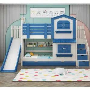 유아 어린이 이층침대 미끄럼틀 학생 프레임 수납장