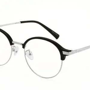 [하프클럽/]남녀공용 라운드 동글 반뿔테 블랙 실버 안경테