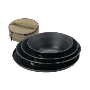 캠핑문 캠핑 식기 세트 스테인리스 스틸 접시 그릇 쌓을 수 있는 야외 캔버스 휴대용 케이스 하이킹 피크닉