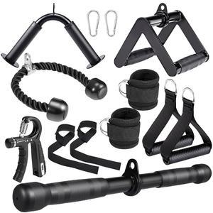 [미국배송] 10-IN-1 체육관용 케이블 기계 부착물 세트 - 트라이셉 로프 V-바 스트레이트 바 D-핸들 발목/손목 스트랩 보관 가방 포함 LAT 풀다운 및 홈 체육관 기계와 호환 가능