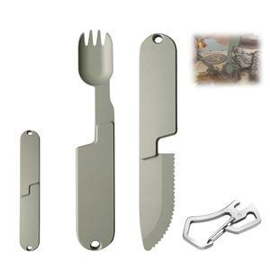 코팍 2 in 1 캠핑 식기 세트, 재사용 가능한 마그네틱 여행 피크닉용 탈착식 접이식 포크 스푼, 야외 생존, 하이킹(1)