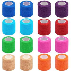 스포츠, 손목, 발목 및 수의사용 클루플러 16팩 자가 접착 붕대 랩, 2인치 X 5야드 멀티 컬러 탄성 응집 붕대 랩, 그립 테이프