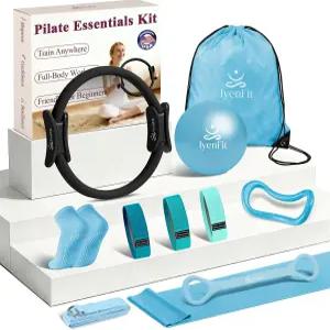 5개의 저항 밴드가 있는 여성용 엔핏 필라테스 링 및 스몰 볼 세트 14인치 매직 서클 홈 운동 필수품