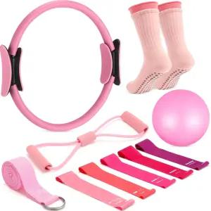 요가 볼 저항 밴드 서클 링 서클이 포함된 여성용 실리풀 홈 필라테스 에센셜 키트 초보자용 운동 다리와