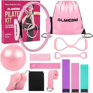 여성 및 남성용 알렘 필라테스 링 키트 - 가정용 운동 기구용 15인치 매직 서클 볼 세트 모든 피트니스