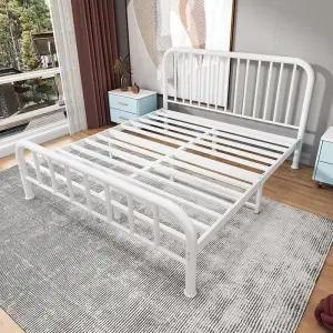 저상형 모던 북유럽 철제 프레임 침대프레임 원룸-화이트/1500mmx2000mm 조립식