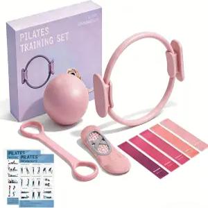 매직 서클이 있는 가정용 필라테스 운동기구 5가지 저항 밴드 볼 탄성 - 초보자를 위한 로지웨이 키트