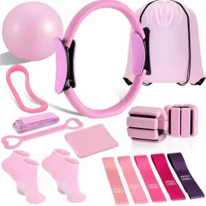 리키리키 필라테스 링 및 볼 세트 저항 밴드가 있는 여성을 위한 가정용 장비 12인치 매직 서클 9.8인치
