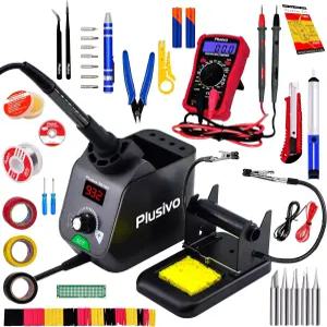 납땜 스테이션 키트 디지털 디스플레이 핸즈 60 W 5 개 팁 와이어 멀티미터 °C/oF 변환 대기/수면 모드