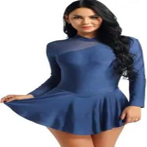 프리빌리 여성 긴팔 열 피겨 스케이팅 드레스 발레 댄스 체조 레오타드