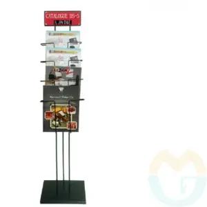 리플렛 거치대 BLACK A4 4단 리플렛게시대 잡지랙 매거진랙 전단지꽂이 카달로그거치대