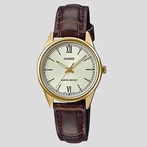 [셀러허브 패션]카시오 LTP-V005GL-9B 여성 골드 가죽밴드 손목시계 (10363665A)