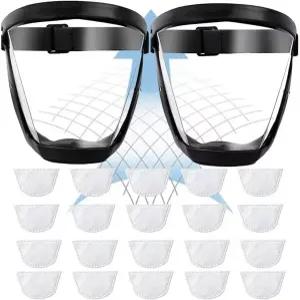 펀럭 2pcs 슈퍼 프로텍션 페이스 쉴드 목공용 마스크 먼지 및 이물질 보호에 적합 풀 잡초 제거용 고화질