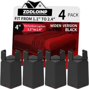 ZDDLOINP 조절 가능한 가구 라이저 4인치 탈착식 나사 클램프 직경 1.1-2.4인치 침대 테이블 소파 책상