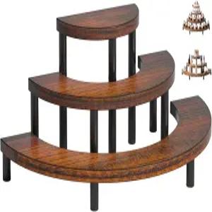 옐링크스 3 티어 라이저 진열대 우드 컵케이크 홀더 스탠드 러스틱 쾰른 및 여성용 향수 정리함 파티용