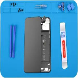 MMOBIEL 실리콘 납땜 및 수리 매트 - 최대 932°F(500°C)의 내열성 전자 컴퓨터 DIY 프로젝트용 미끄럼