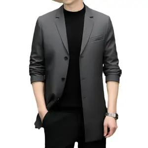 픽호샵 남성용 재킷 야상사파리 코트 키작남 비즈니스 봄가을 트렌치코트 솔리드 꾹3